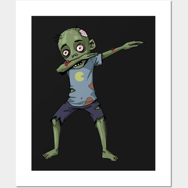 Dabbing Zombie Halloween - Dab Funny Zombies product Wall Art by theodoros20